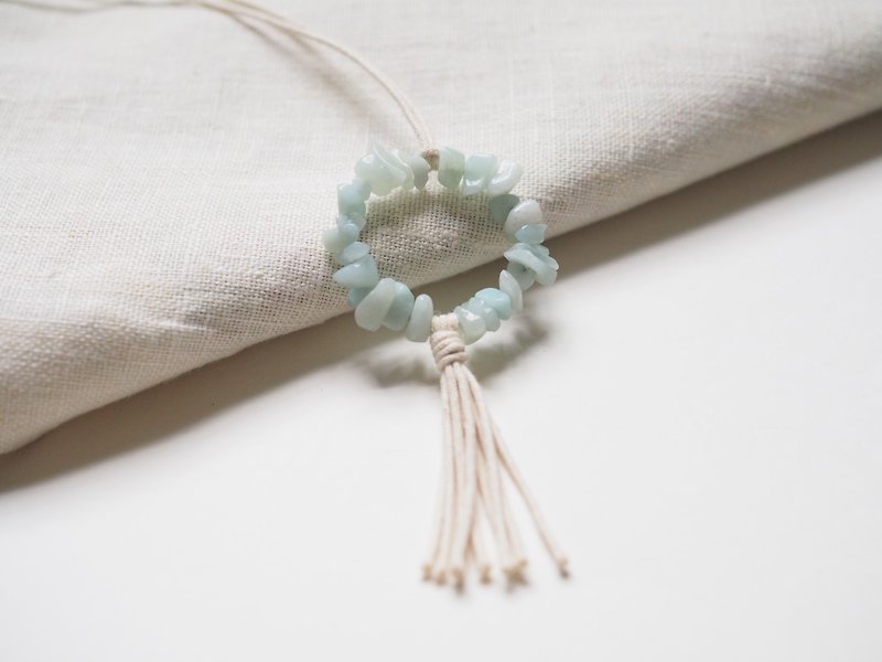 【 Earth Tones Collection 】Light blue | Natural stone fringed necklace - Chokers - Stone Blue