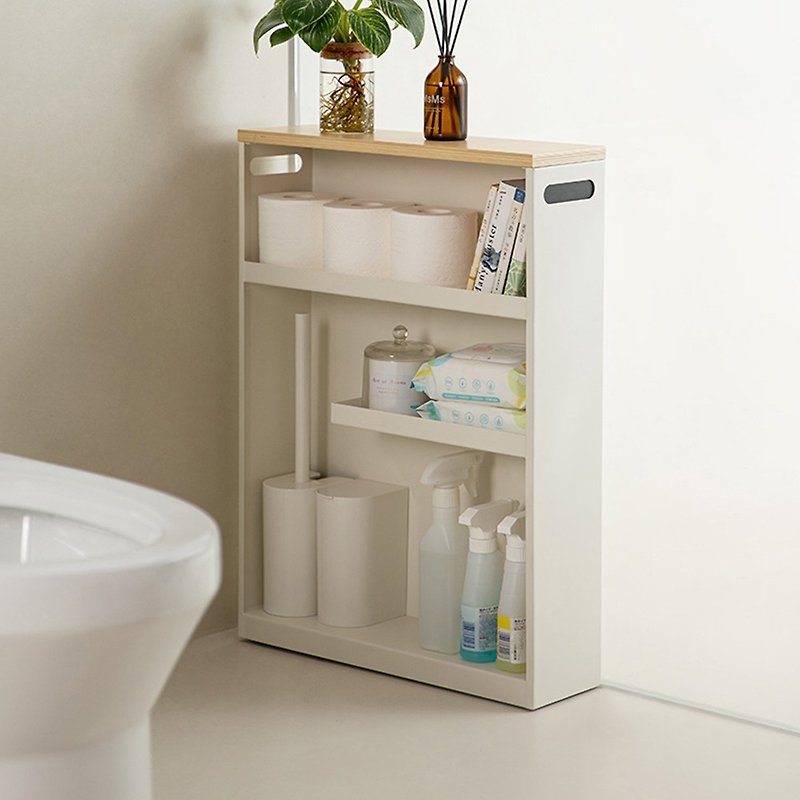 Japanese frost mountain multi-layer slit storage rack for bathroom and toilet (with wheels) - ชั้นวาง/ตะกร้า - โลหะ ขาว