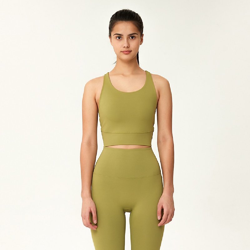 Front2line Onyx 工背短背心 橄欖綠 各類運動適用 附胸墊 - 瑜珈服/瑜珈褲 - 聚酯纖維 綠色