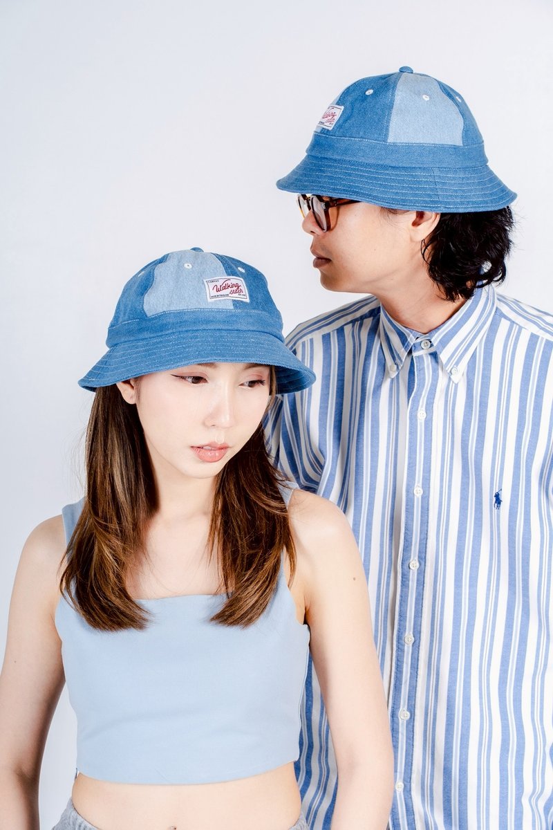 Daddy Bucket Hat : Denim หมวกผ้ายีนส์ ที่พร้อมจะลุยไปกับคุณได้ในทุกๆวัน - 帽子 - 棉．麻 藍色
