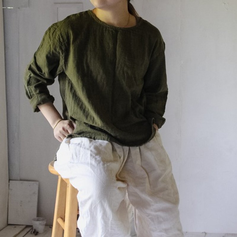 Pinkoi 代購 - 涼風-鈴風-【海松色】/雙層紗布/植物染色 - 女上衣/長袖上衣 - 棉．麻 