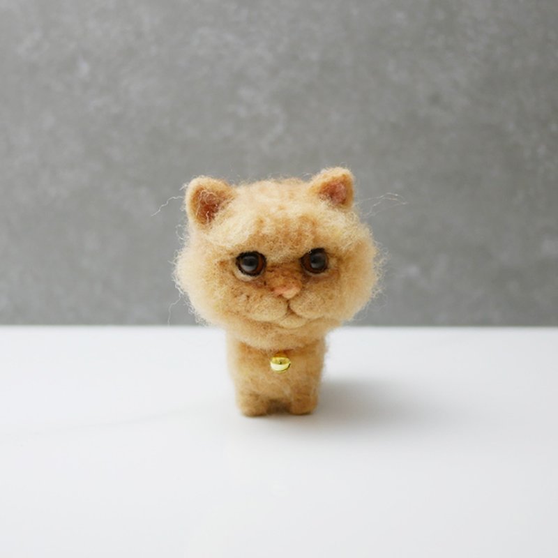 Customized pet wool felt orange cat peas cat series - ตุ๊กตา - ขนแกะ สีส้ม