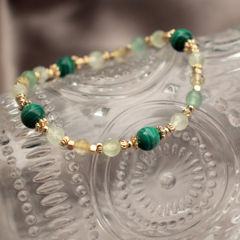 Crystal Bracelet-High Quality Stone- Stone-Blonde Crystal-Lucky and Lucky - สร้อยข้อมือ - คริสตัล สีเขียว