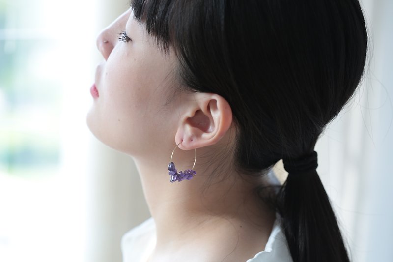 Energy Amethyst Earrings│Amethyst Needle - Earrings & Clip-ons - Gemstone Purple