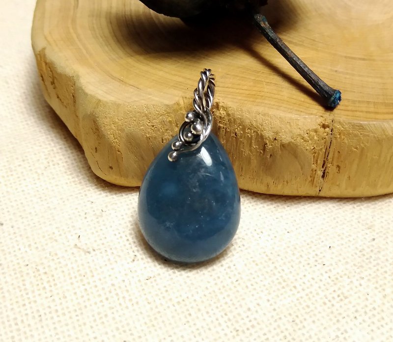 Dark Seaweed Sapphire Silver Bones - Necklaces - Gemstone Blue