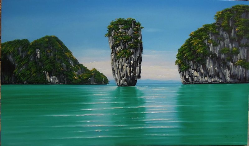 Tapu Islands painting oil painting on canvas 70X120 cm. - Wall Décor - Cotton & Hemp 