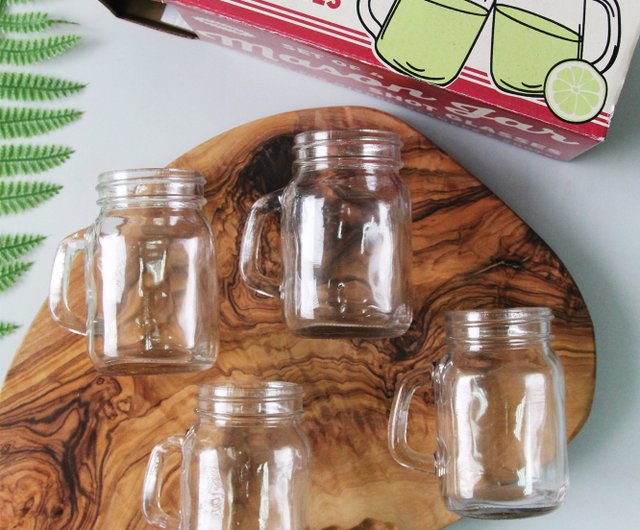 2 oz, Mason Jar Shot Glasses with Handles and Silver Lids (Set of 8) Mini  Mason Shots Glass