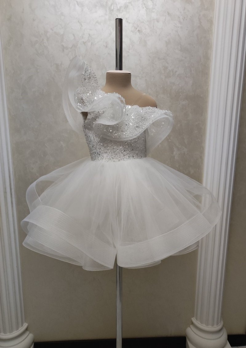 satin flower girl short dress for wedding, birthday, concerts - 男/女童禮服 - 其他材質 多色