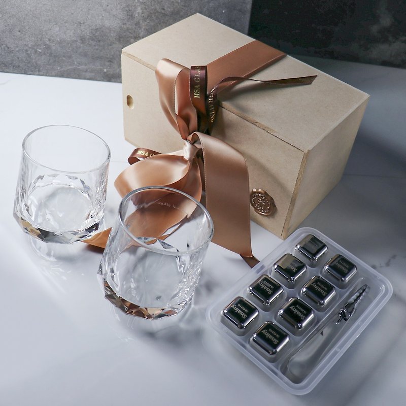 (One price) 305cc [316L iced gift box set] rotating whiskey pairing glasses Christmas gift - Bar Glasses & Drinkware - Glass Transparent