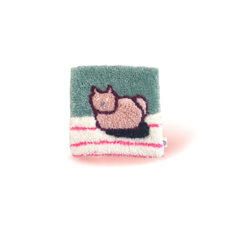 貓咪磁磚2 - 簇絨毛毯 - 擺飾/家飾品 - 其他人造纖維 粉紅色
