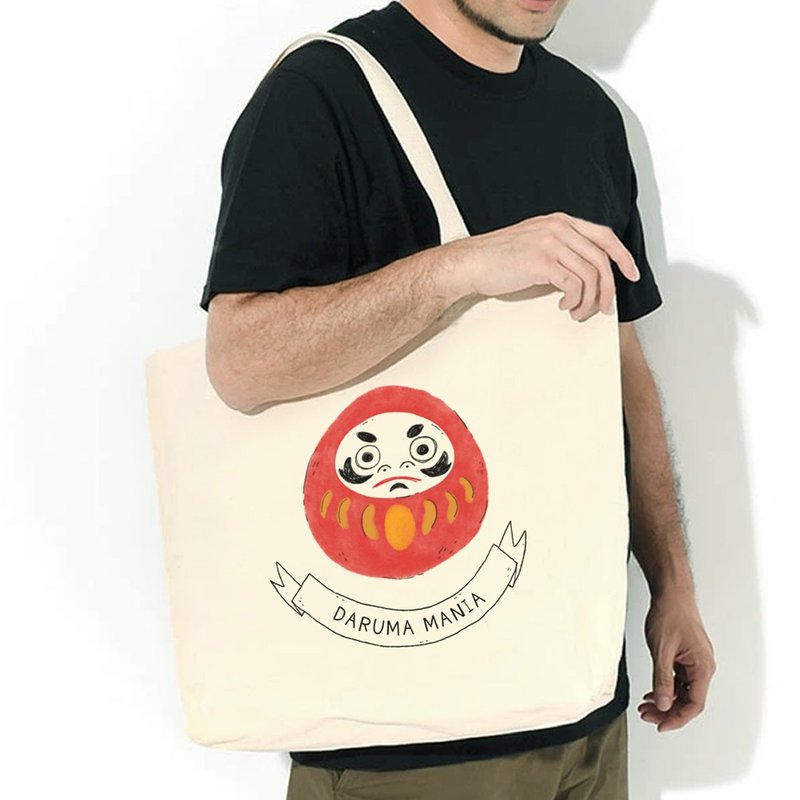 DARUMA MANIA tote bag - กระเป๋าแมสเซนเจอร์ - วัสดุอื่นๆ ขาว