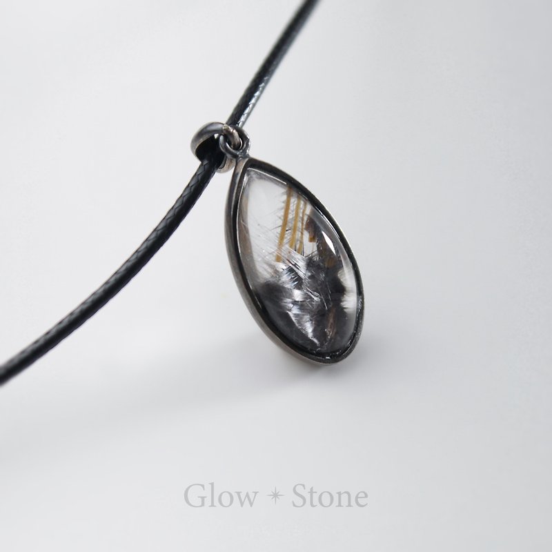 Black Silver titanium pendant - Necklaces - Crystal Black