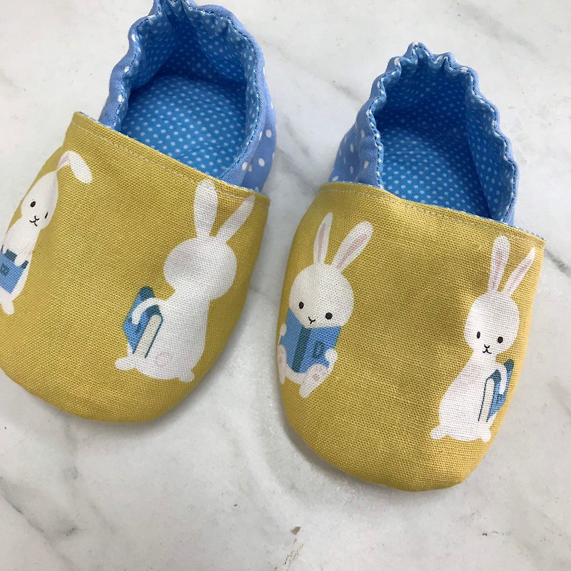小白兔 學步鞋-黃 - 嬰兒鞋 - 棉．麻 黃色