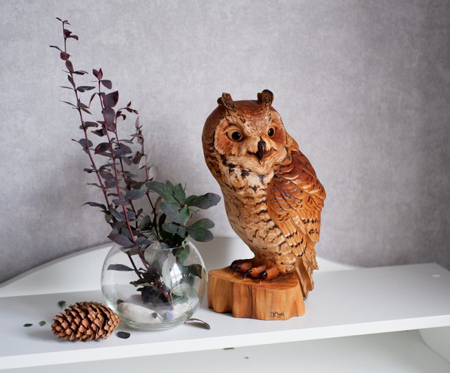 Wooden Owl Sculpture Wood Carving Owl Figurine Wood Art by Linden Bark -  Shop Linden Bark Items for Display - Pinkoi