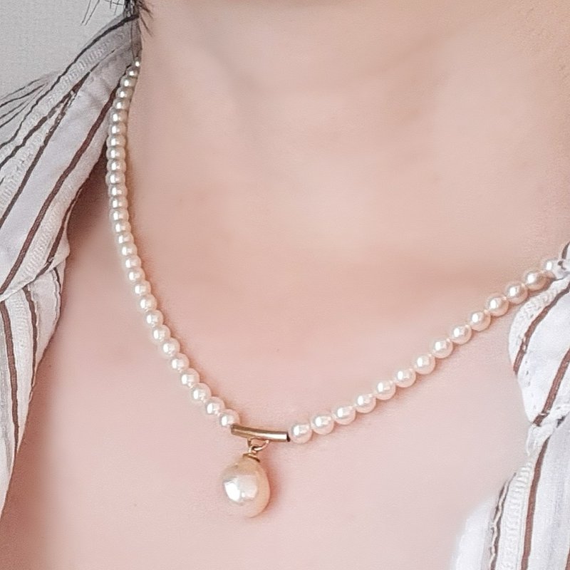 K18 Baroque Pearl Pearl Necklace Akoya Pearl Baby Pearl Akoya Pearl Japanese Pearl Pearl Necklace Pearl Necklace Pearl Necklace - Necklaces - Pearl 