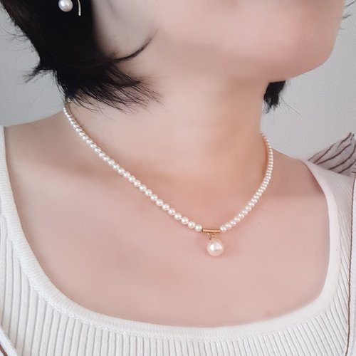 ベビーアコヤパールロングネックレス/バロック/ナチュラルカラー/K18/真珠 ベビーアコヤパールネックレス/バロック/ナチュラルカラー/天然