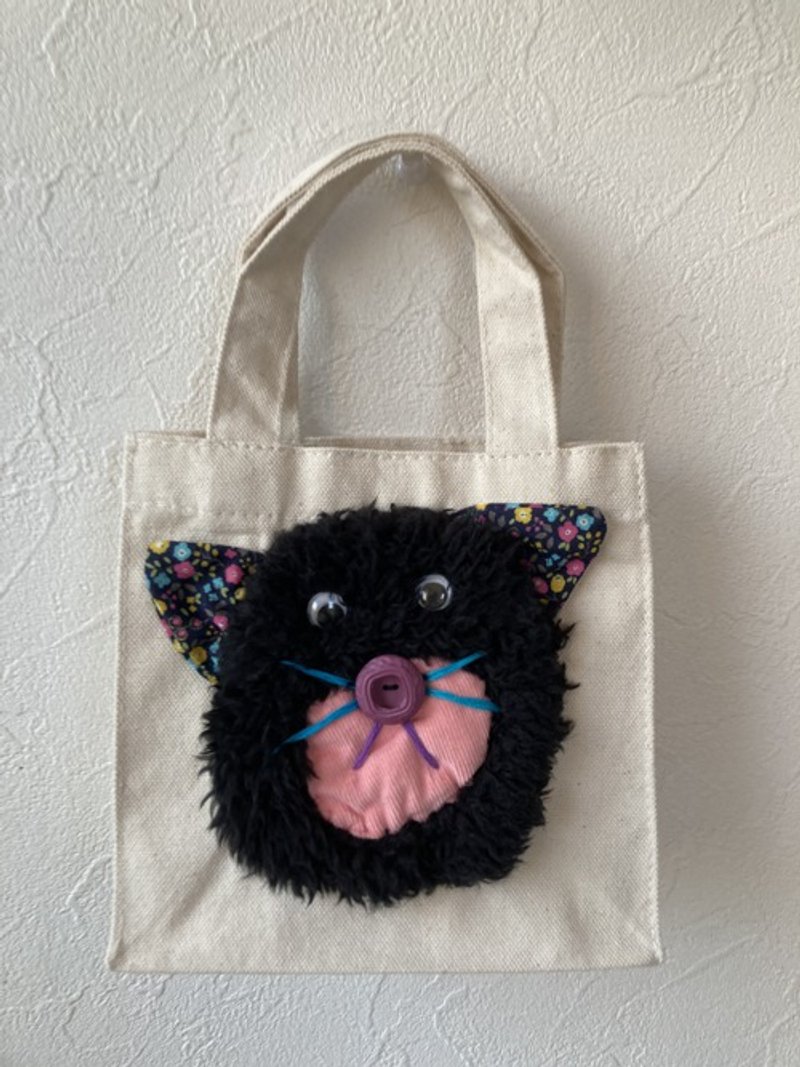 Black cat mini bag② - กระเป๋าถือ - ผ้าฝ้าย/ผ้าลินิน 