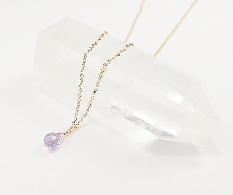| Touch of moonlight | little purple 14k gold necklace collarbone - สร้อยคอ - เครื่องเพชรพลอย สีม่วง
