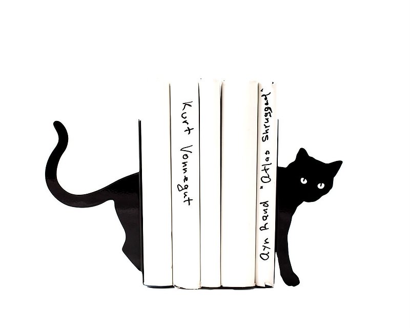 金属 置物 ブラック - 装飾的なブックエンド猫と本//装飾的な現代の家//送料無料//