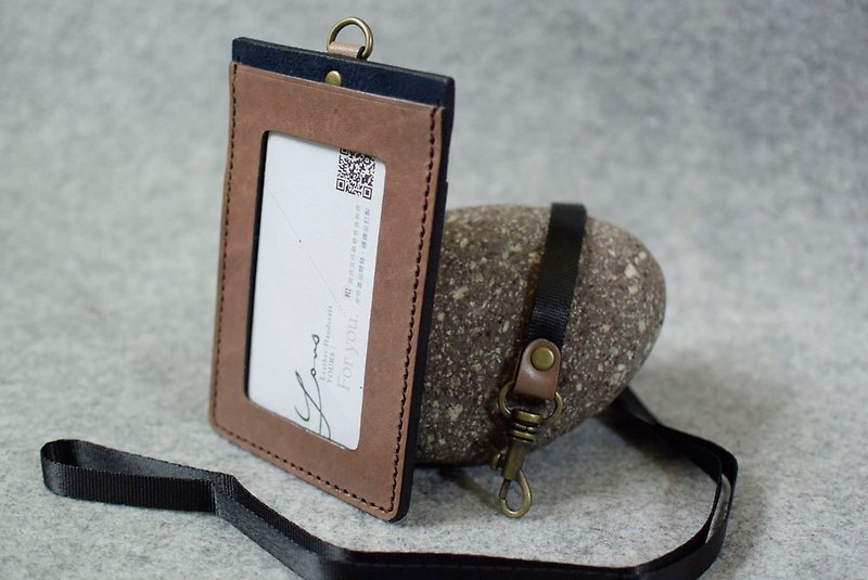 YOURS Straight Document Holder Log + Dark Blue Suede - ID & Badge Holders - Genuine Leather 
