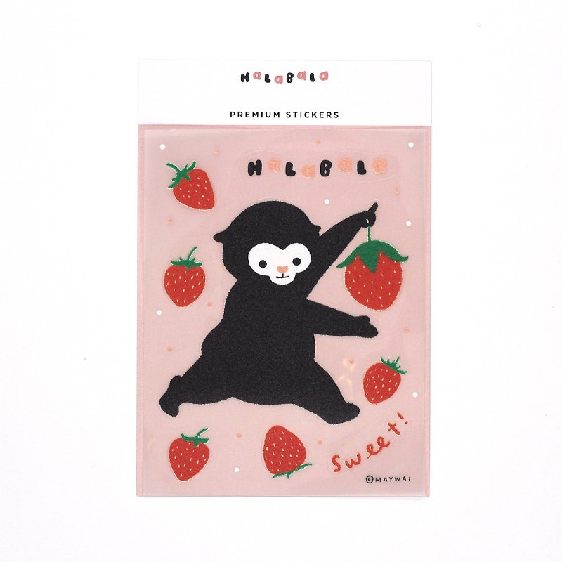Halabala - Premium Sticker - Strawberries - สติกเกอร์ - พลาสติก สีดำ
