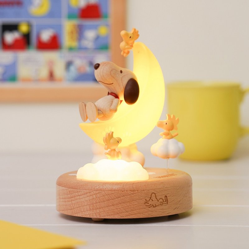 【Snoopy Moon】Wooden Ambiance Light | Wooderful life - โคมไฟ - ไม้ หลากหลายสี