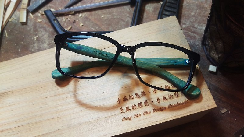 台湾手作りレトロファッショングラス【MB2]アクションシリーズ排他的な特許取得済みのタッチ技術美学アートワーク - 眼鏡・フレーム - 竹製 ブルー