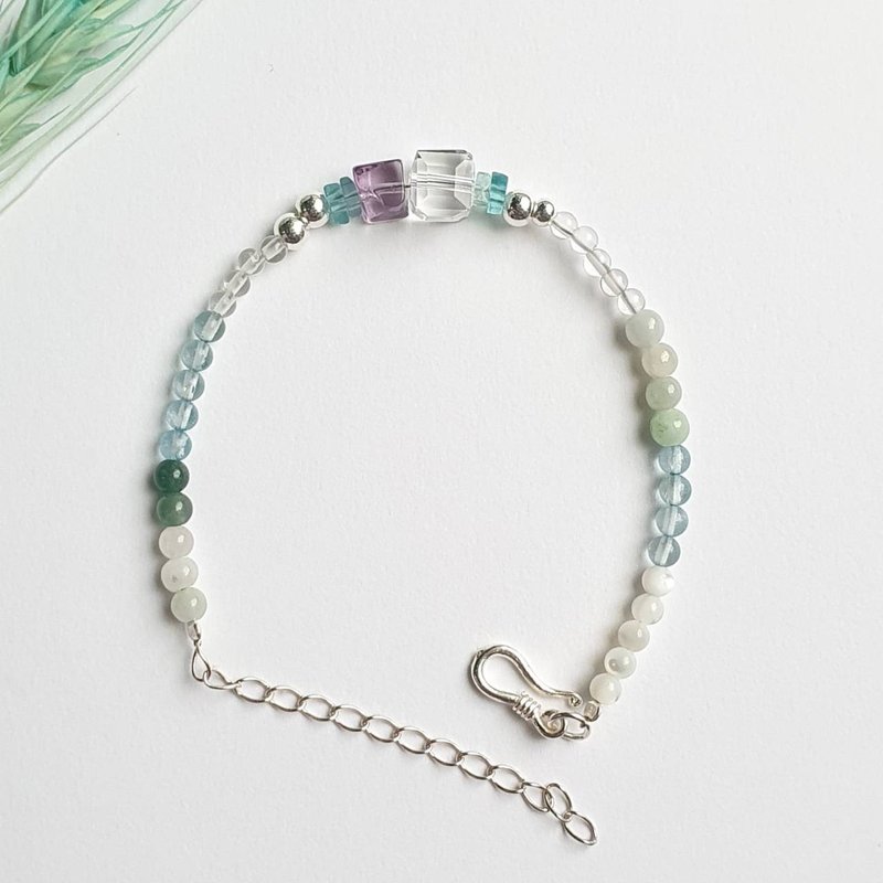 Take a closer look at the series - White crystal/Amethyst/925 Silver square/Fine simple bracelet - Bracelets - Crystal 