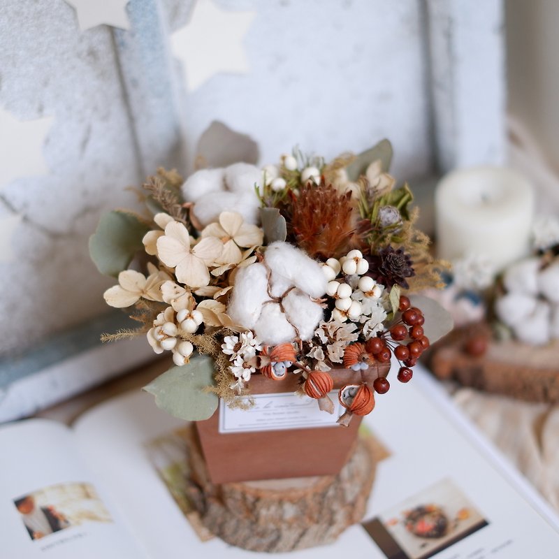 Undequited | Cotton Hydrangea Dry Flowerpot Flower Gift Home Decorations Photo props Therapeutic Small Objects Christmas Exchange Gift Spot - Items for Display - Plants & Flowers 