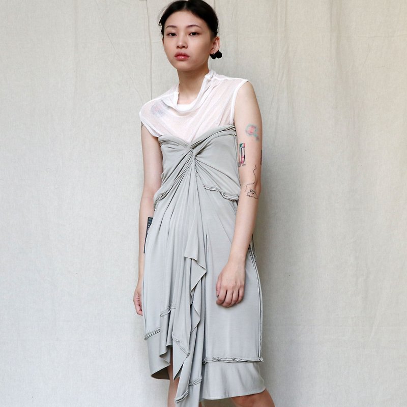 南瓜Vintage。Donna Karan 拼接 性感 平口 垂墜 洋裝 - 連身裙 - 其他人造纖維 