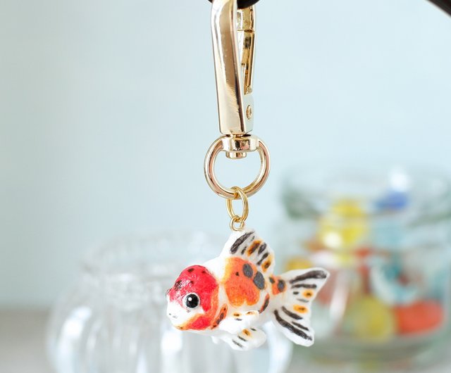和紙小物 キーホルダー/バッグチャーム 金魚 アズマニシキ/東錦