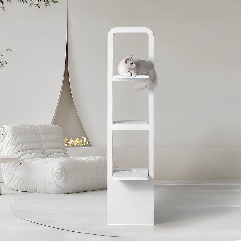 Cloud Ladder Wooden Cat Tree Tower | Bright White - อุปกรณ์แมว - ไม้ 