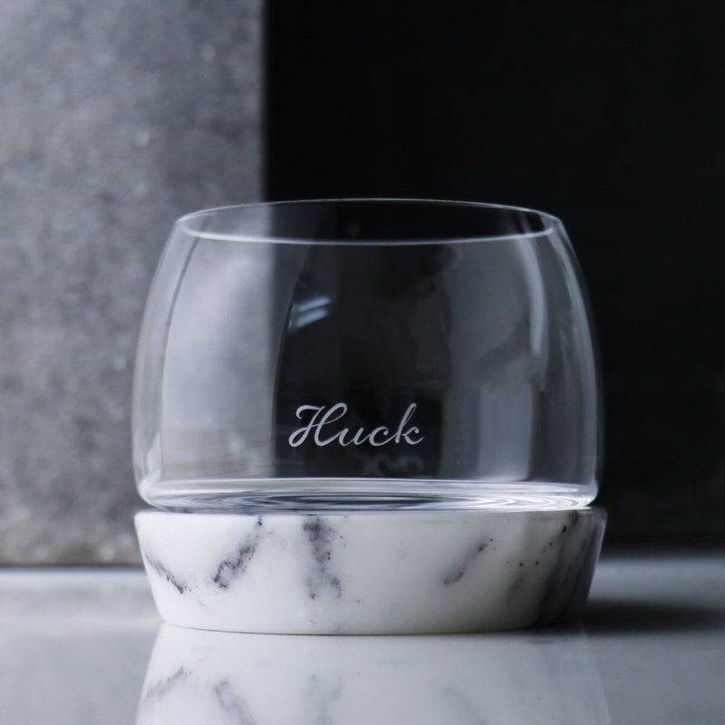 300cc [Nude Crystal Marble Hand Lettering Cup] Chill Cooling Wine Glass Customized Gift - แก้วไวน์ - แก้ว สีเทา