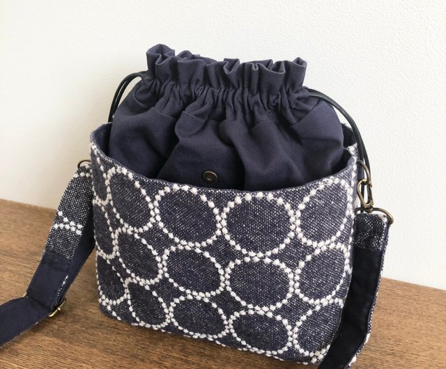 ミナペルホネン　タンバリン　巾着バック　巾着ショルダー　ハンドメイド ミナペルホネン ハンドメイド タンバリン × レザー 巾着バッグ 本革