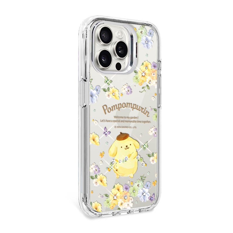 Sanrio iPhone full range of shockproof dual-material invisible stand color diamond phone case-Fragrant Pudding Dog - Phone Cases - Other Materials Multicolor