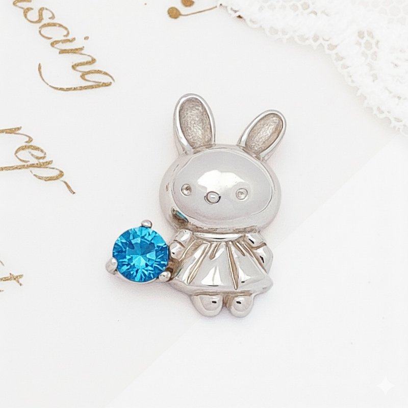 獨家原創設計 手工925純銀項鍊 兔子項鍊 拓帕石 托帕石 - 項鍊 - 純銀 