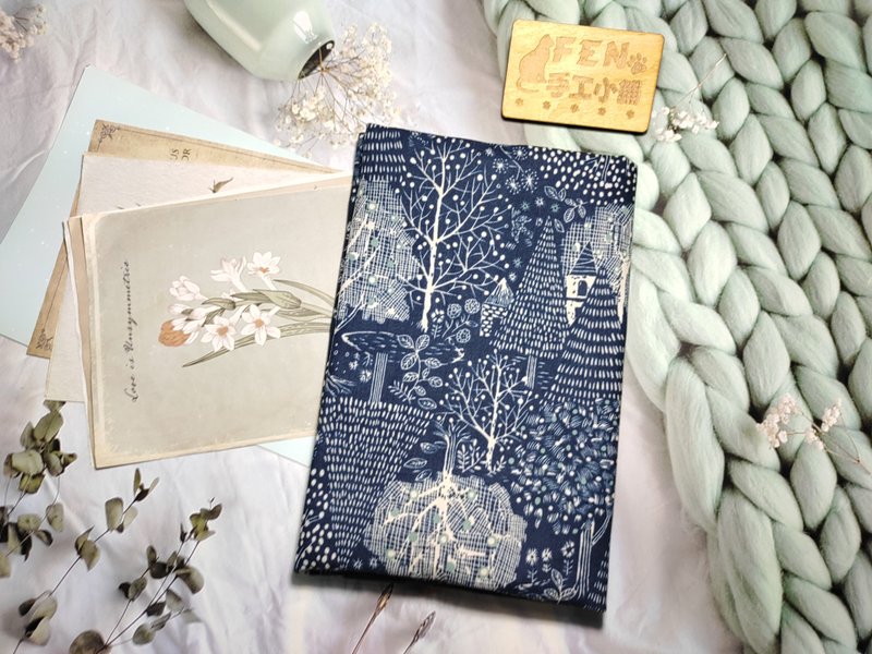 Literary Youth Series-cotton fabric blue background forest cloth book cover-cloth book cover can be used for A5 size books-25K - Book Covers - Cotton & Hemp 