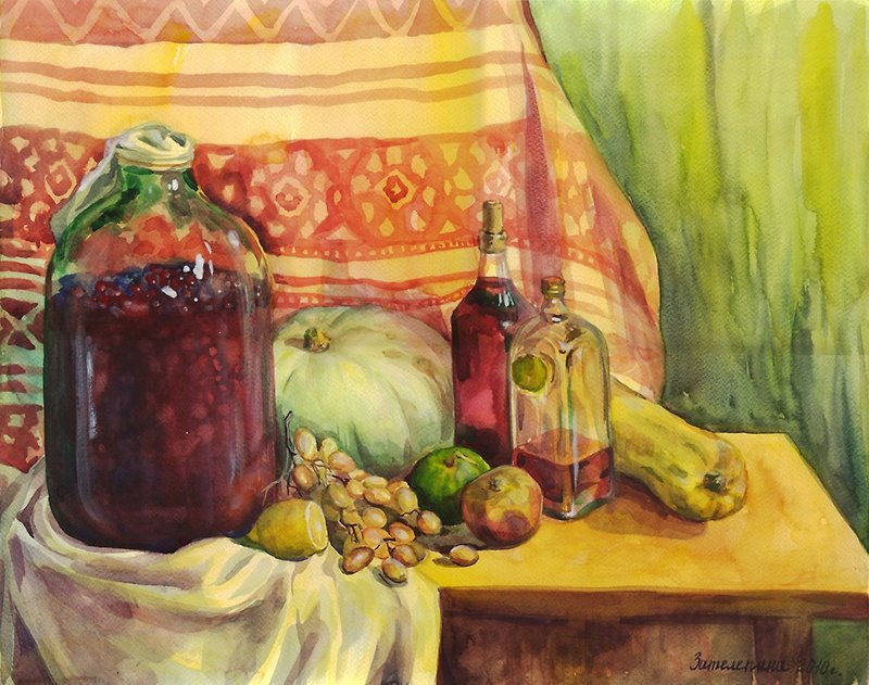 WATERCOLOR PAINTING still life Picture on the wall ORIGINAL gift hand painting