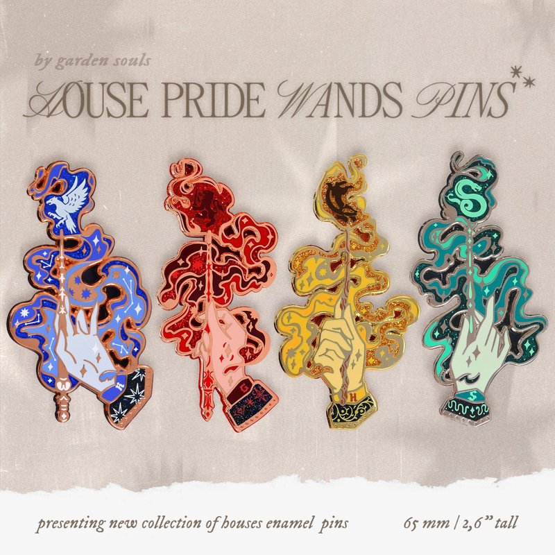 Enamel Pins Collection: House Pride Magic Wands - 徽章/別針 - 其他金屬 多色