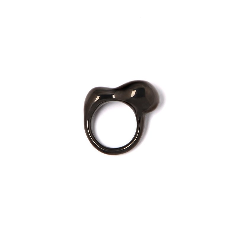 Water Dew Ring 黑色水滴型戒指 - 戒指 - 其他金屬 黑色