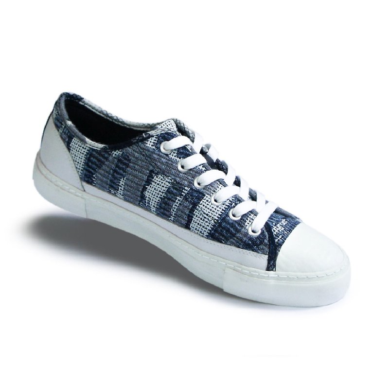 DYCTEAM - Cross Pattern Jacquard Shoes (低筒) - 男款休閒鞋 - 其他材質 藍色