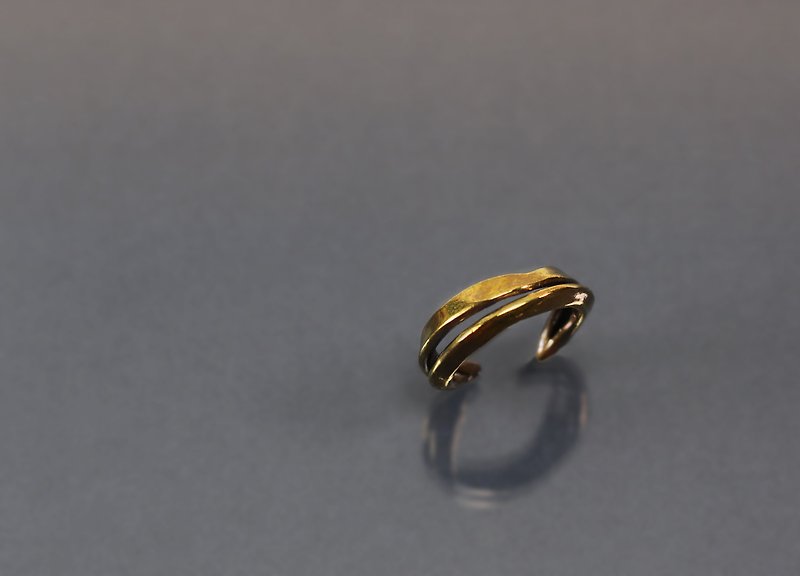 Line Series-Double Line Design Bronze Ring - แหวนทั่วไป - ทองแดงทองเหลือง สีนำ้ตาล