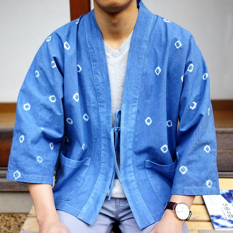 日式水玉波點紋甚平 - 西裝外套 - 棉．麻 