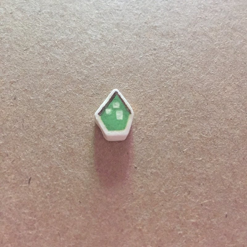 Green little house simple and lovely ear nail hand for hand painted ornaments clay earrings - ต่างหู - ดินเหนียว สีเขียว