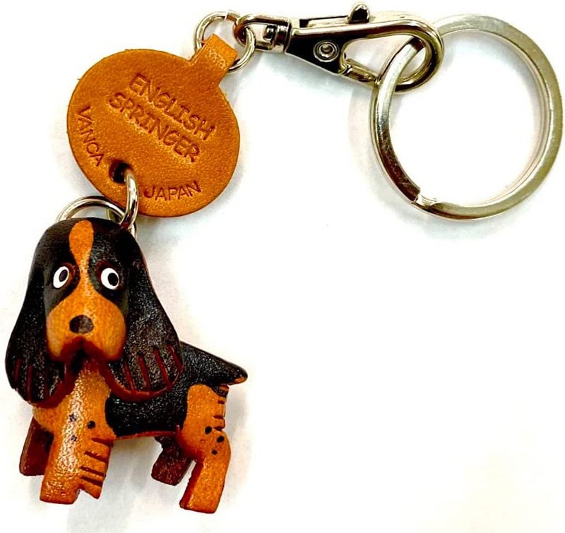 英國激飛獵犬 狗狗 真皮鑰匙圈 牽繩吊飾 手工製造 日本製造 VANCA - 鎖匙扣/鎖匙包 - 真皮 咖啡色