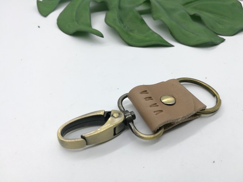 Leather  Clip on Key chain (Natural Brown) - Keychains - Genuine Leather Brown