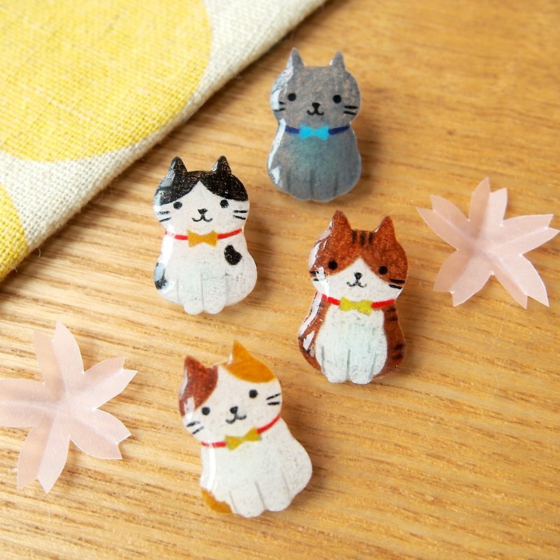 Meow - Cats earrings - standing pose - ต่างหู - พลาสติก สีส้ม