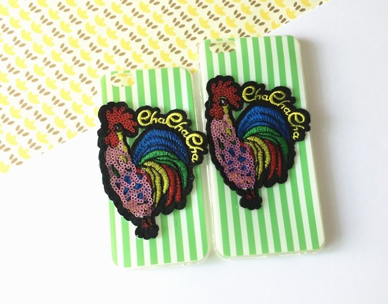 magichands color stripe sequin embroidery chicken Phone Case iPhone6 ​​/ 6plus soft shell (green) - เคส/ซองมือถือ - ยาง สีเขียว