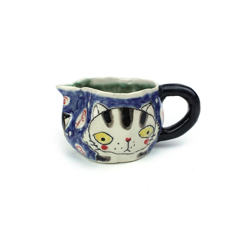 Nice Little Clay Irregular Cup Cute Flower Cat 0115-18 - แก้วมัค/แก้วกาแฟ - ดินเผา ขาว