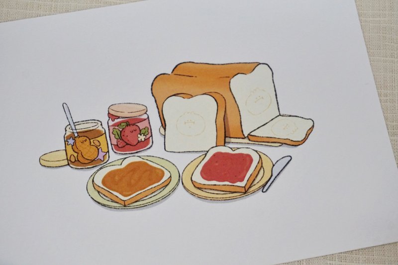 3 types of postcard ice cream/breakfast cereal/peanut strawberry jam - Cards & Postcards - Paper 